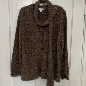 V-neck cardigan with detached scarf!